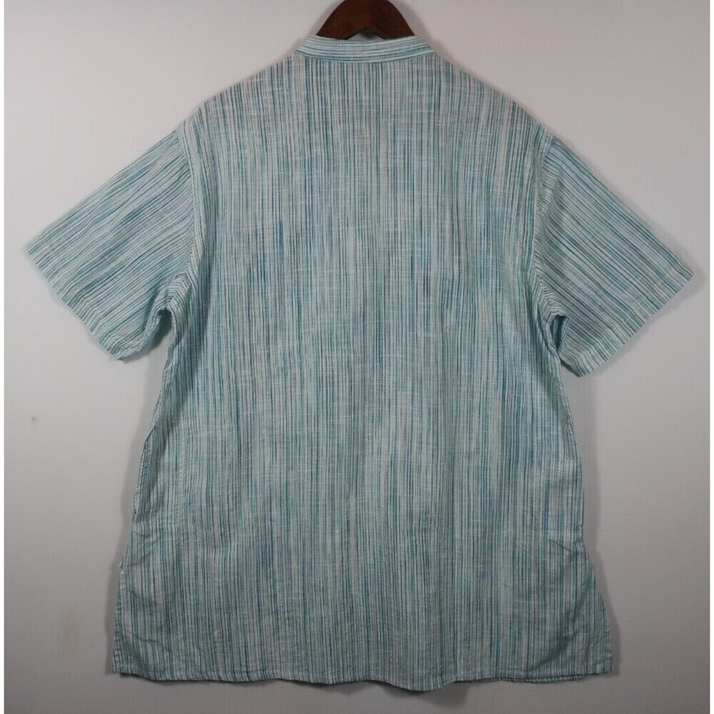 Fabindia Men's Kurta Tunic Shirt Size 42 XL Blue White Stripes Pullover Cotton - Picture 7 of 7